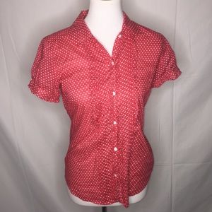 American Eagle Outfitters Polka Dot Ruffle Blouse